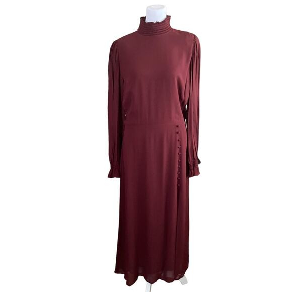 Reformation Stevi Midi Dress Plum Claret Crepe Slit-Leg Cocktail Party Size 6 - Picture 3 of 13